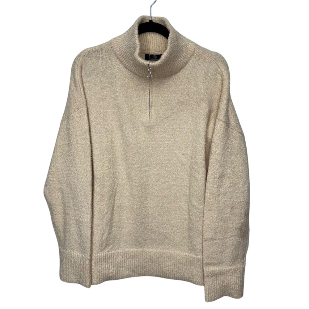 Lillusory Cream Quarter Zip Pullover Sweater Womens Small Oversized Cozy